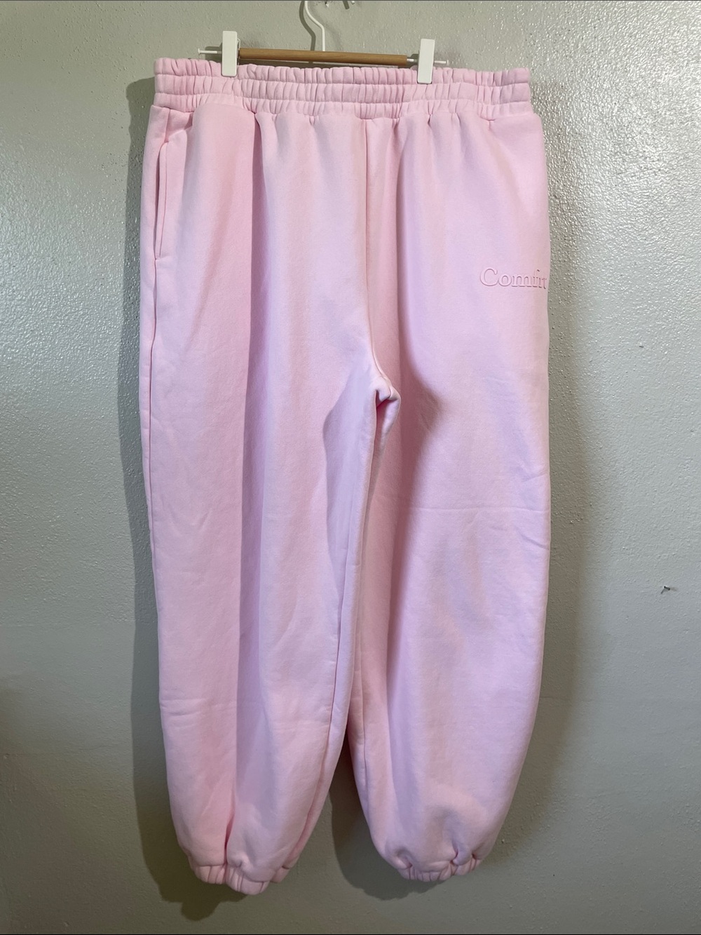 Comfrt Pink Jogger Sweatpants 2XL Elastic Waist Pockets Tapered Lounge Cozy Warm